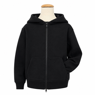 NordicHug sensorisk hoodie med lynlås – sort (10-12 år)