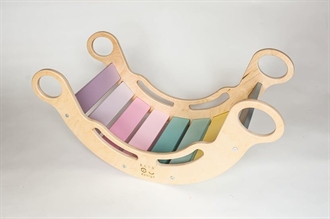 Montessori klatrebue 5-i-1, natur og pastelfarver