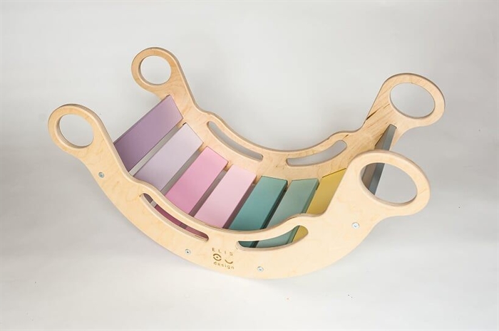 Montessori klatrebue 5-i-1, natur og pastelfarver