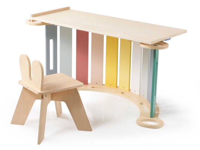 Montessori klatrebue 6-i-1 max med bræt og stol – Pastel sæt
