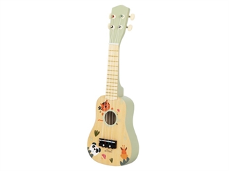 Ukulele med zoo-dyr i træ