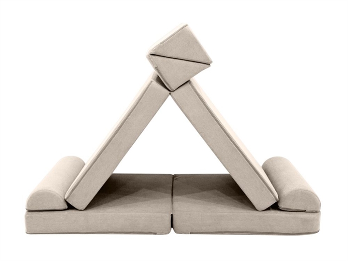 Børnesofa og bunker i beige – fløjl