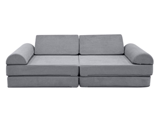 Bunker og sofa i grå fløjl