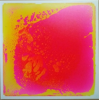 Sanseplade 50x50 - gul og pink