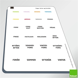 Dage, ferier og årstider - Piktogram ark