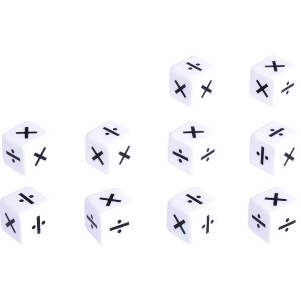 Terninger med multiplikation/division symboler, sæt med 10 stk.