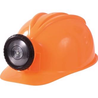 Orange byggeplads-hjelm med lampe